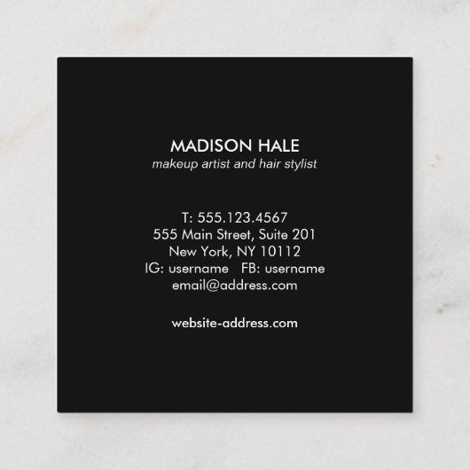 Einfache, moderne Rose Gold-Kupfer-Monogramm Quadratische Visitenkarte (Rückseite)