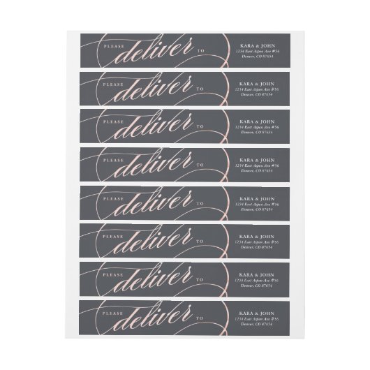 Einfache moderne Rose Gold Script Address Labels (Bogen)
