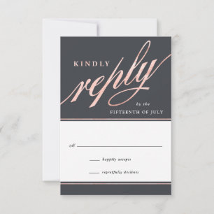 Einfache moderne Rose Gold Script-Antwortkarten RSVP Karte