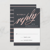 Einfache moderne Rose Gold Script-Antwortkarten RSVP Karte (Vorne/Hinten)