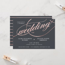 Einfache moderne Rose Gold Script Hochzeit