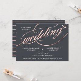 Einfache moderne Rose Gold Script Hochzeit Einladung