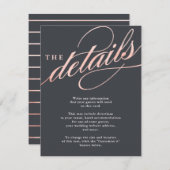 Einfache moderne Rose Gold Script Insert Cards (Vorne/Hinten)