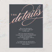 Einfache moderne Rose Gold Script Insert Cards (Vorderseite)