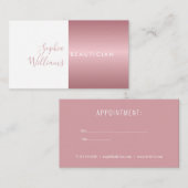 Einfache moderne Rose Gold- und White-Applets-Card Terminkarte (Vorne/Hinten)
