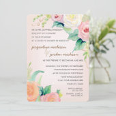 Einfache, moderne Rose mit Wasserfarben, Rosa Kora Einladung (Stehend Vorderseite)