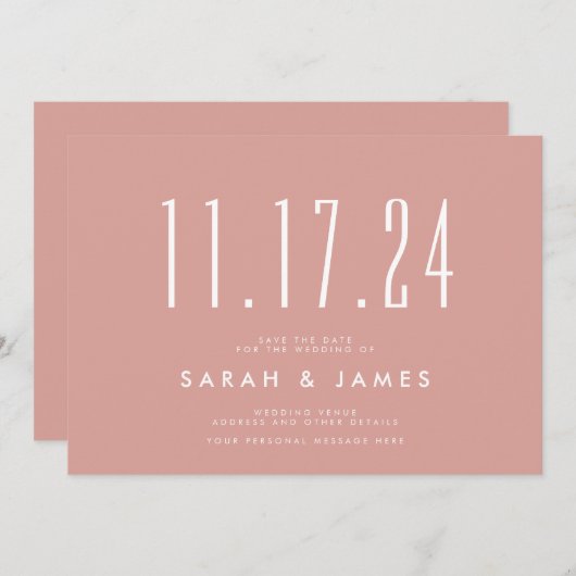 Einfache moderne Rose Save the Date (Vorne/Hinten)