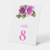 Einfache moderne Rosenhochzeit-Tischnummer Sockelschild (Vorderseite)