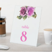 Einfache moderne Rosenhochzeit-Tischnummer Sockelschild (In SItu)