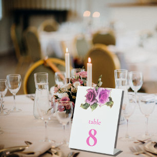 Einfache moderne Rosenhochzeit-Tischnummer Sockelschild