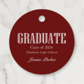 Einfache moderne Rot-Foto-Abschluss Geschenkanhänger (Rückseite)