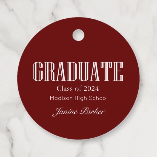 Einfache moderne Rot-Foto-Abschluss Geschenkanhänger (Rückseite)