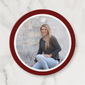 Einfache moderne Rot-Foto-Abschluss Geschenkanhänger (Vorderseite)