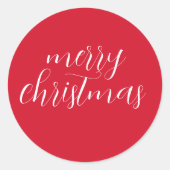 Einfache moderne Rot frohe Weihnachten Runder Aufkleber (Vorderseite)