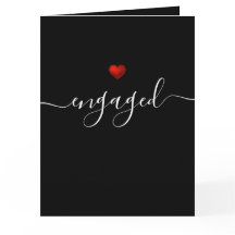 Einfache moderne Rot Herz Schwarz Verlobt