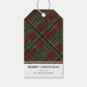 Einfache Moderne Rot und Grün Kariert Frohe Weihna Geschenkanhänger (Vorderseite)
