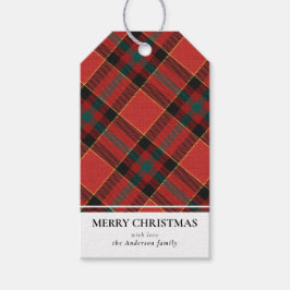 Einfache Moderne Rot und Grün Kariert Frohe Weihna Geschenkanhänger