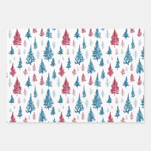 Einfache moderne Rot- und Grünwinterfarbe Geschenkpapier Set (Vorderseite)