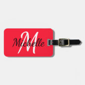 Einfache, moderne Rot-Weiß-Monogramm Gepäckanhänger (Vorderseite horizontal)