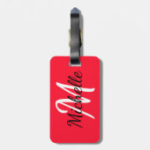 Einfache, moderne Rot-Weiß-Monogramm Gepäckanhänger (Rückseite vertikal)