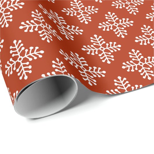 Einfache moderne Rot-Weiß-Schneeflocken Weihnachte Geschenkpapier (Rolleneckpunkt)
