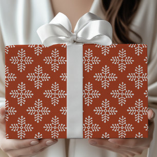 Einfache moderne Rot-Weiß-Schneeflocken Weihnachte Geschenkpapier