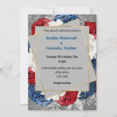 EINFACHE MODERNE ROTE BLAUE GRAU BLLORAL WEDD EINLADUNG (Vorderseite)