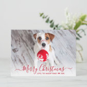 Einfache moderne Rote Schrift 2 Foto Weihnachten (Stehend Vorderseite)