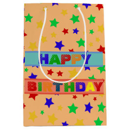 Einfache, moderne, rote Star farbige Geburtstagspa Mittlere Geschenktüte