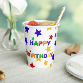 Einfache, moderne, rote Star farbige Geburtstagspa Pappbecher