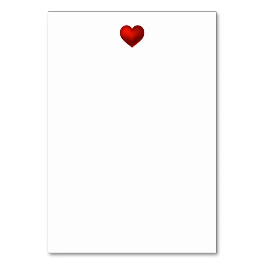 Einfache moderne Rotes Herz White Wedding Tischnummer (Rückseite)