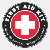 Einfache moderne Rotes Kreuz Erste Hilfe Black Med Runder Aufkleber (Vorderseite)