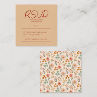 Einfache moderne RSVP-Karte für Blumenhochzeiten Begleitkarte