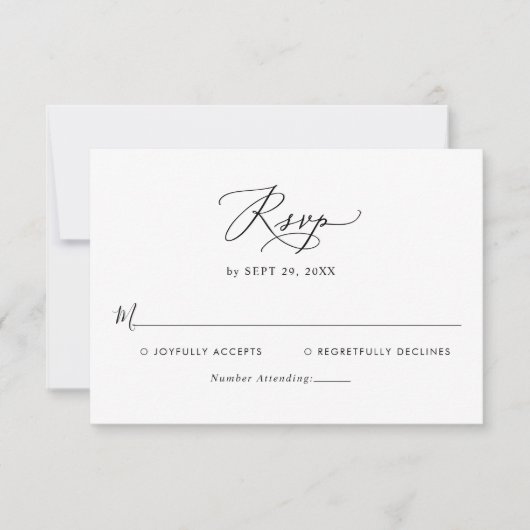 Einfache moderne RSVP-Karte für Schwarz/Weiß-Hochz RSVP Karte (Vorderseite)