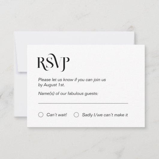 Einfache moderne RSVP-Karte RSVP Karte (Vorderseite)