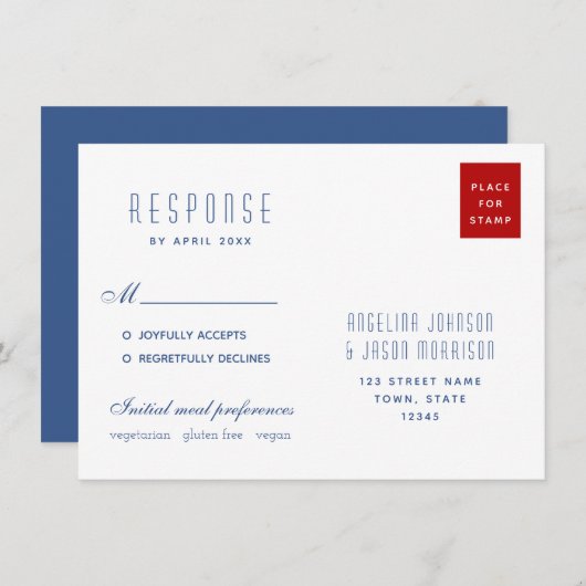 Einfache moderne Rücksendeadresse Rot und Blau (Vorne/Hinten)