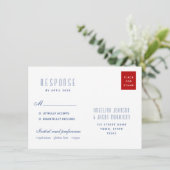 Einfache moderne Rücksendeadresse Rot und Blau (Stehend Vorderseite)