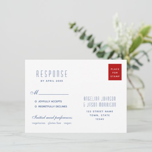 Einfache moderne Rücksendeadresse Rot und Blau (Stehend Vorderseite)