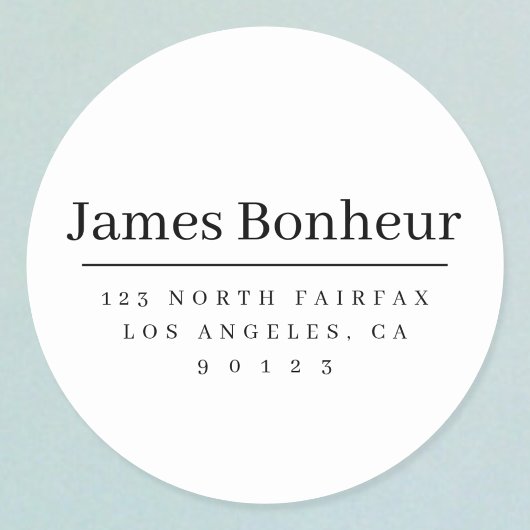 Einfache moderne Rücksendeadresse Schwarz & Weiß Runder Aufkleber