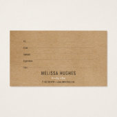Einfache, moderne Rustikal-Kraft-Geschenkgutschein (Rückseite)