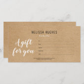 Einfache, moderne Rustikal-Kraft-Geschenkgutschein (Vorne/Hinten)