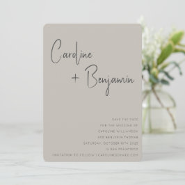 Einfache moderne Rustikale Boho Taupe SkriptWeddin Save The Date