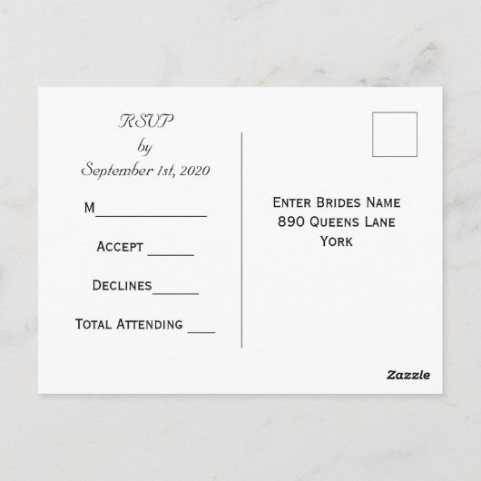 Einfache moderne Rustikale Hochzeit RSVP Postkarte (Rückseite)