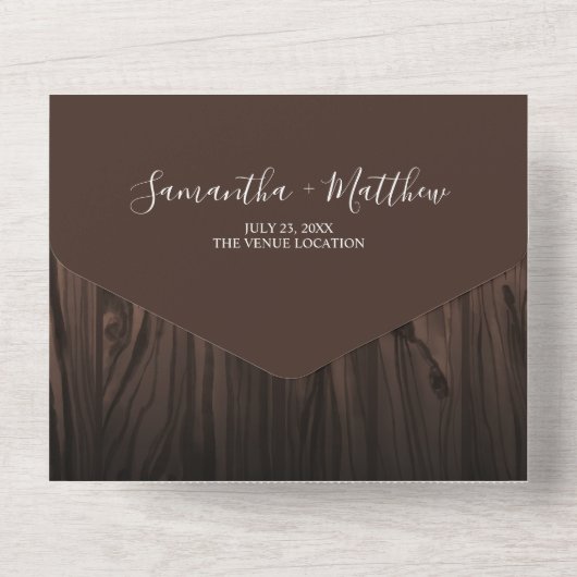 Einfache moderne Rustikale Holzdecke im Freien All In One Einladung (Rückseite)