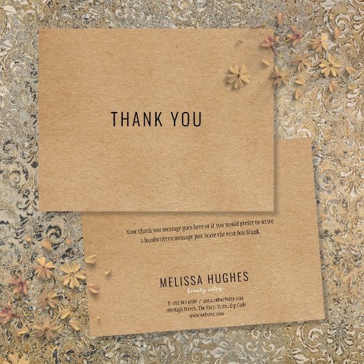 Einfache moderne rustikale Kraft Business Dankesch Dankeskarte