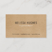 Einfache, moderne Rustikale Kraft-Ernennungskarte Visitenkarte (Rückseite)