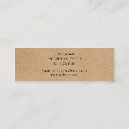 Einfache moderne rustikale Kraft Mini Visitenkarte (Rückseite)