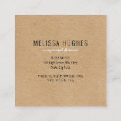 Einfache moderne rustikale Kraft Quadratische Visitenkarte (Rückseite)