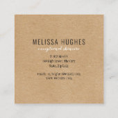 Einfache moderne rustikale Kraft Quadratische Visitenkarte (Rückseite)