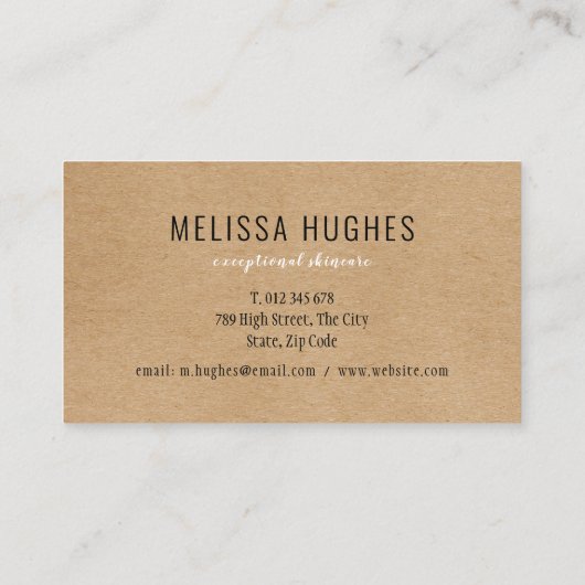 Einfache moderne rustikale Kraft Visitenkarte (Rückseite)
